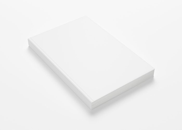 Blank closed hardcover book isolated on white. Mockup template for graphic designers presentations and portfolios. 3d render.